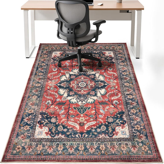 Office Chair Mat for Hardwood Floors - Soft Faux Wool Protector