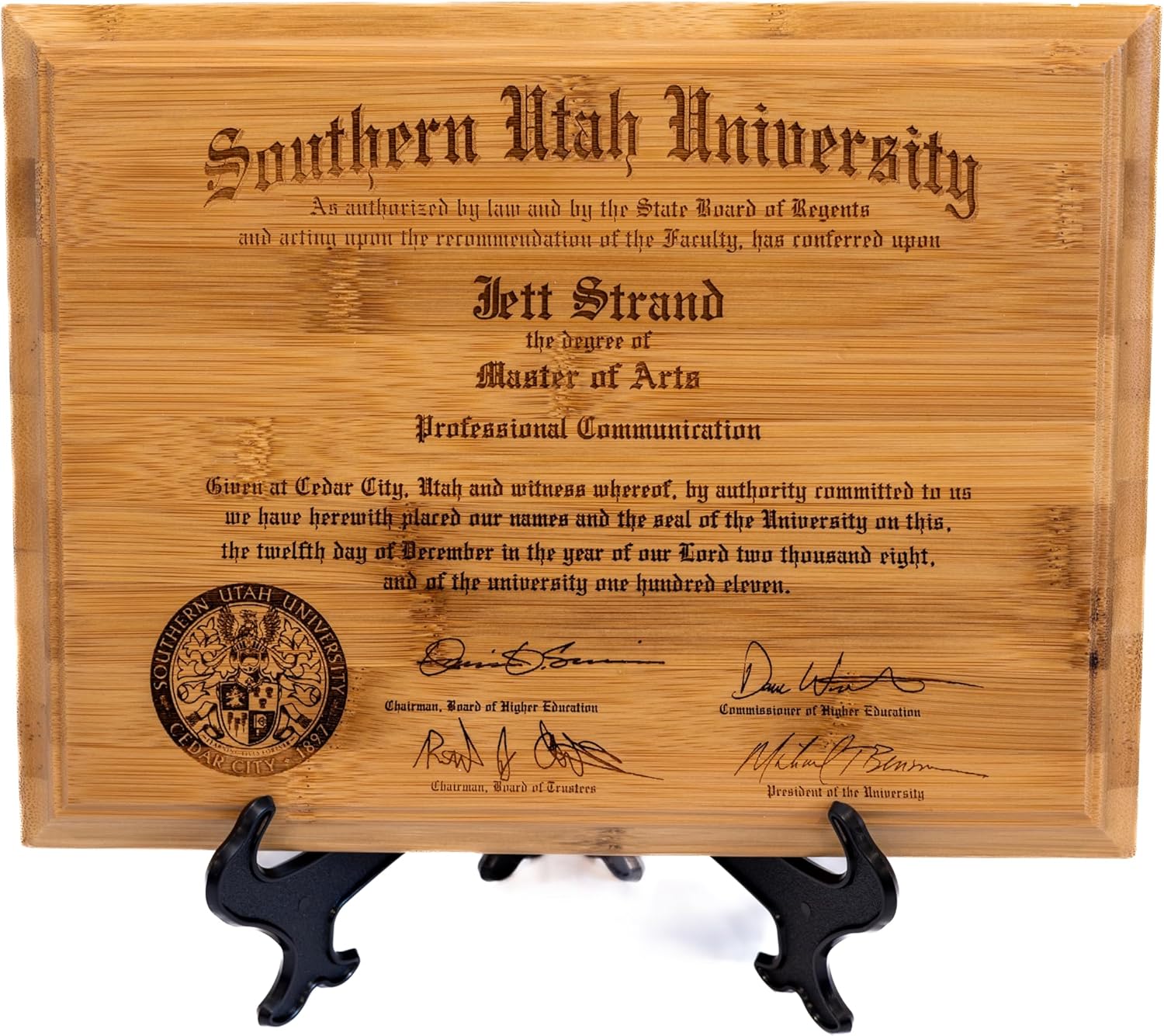 Handcrafted Diploma Frame Plaque for Custom Engraving Display