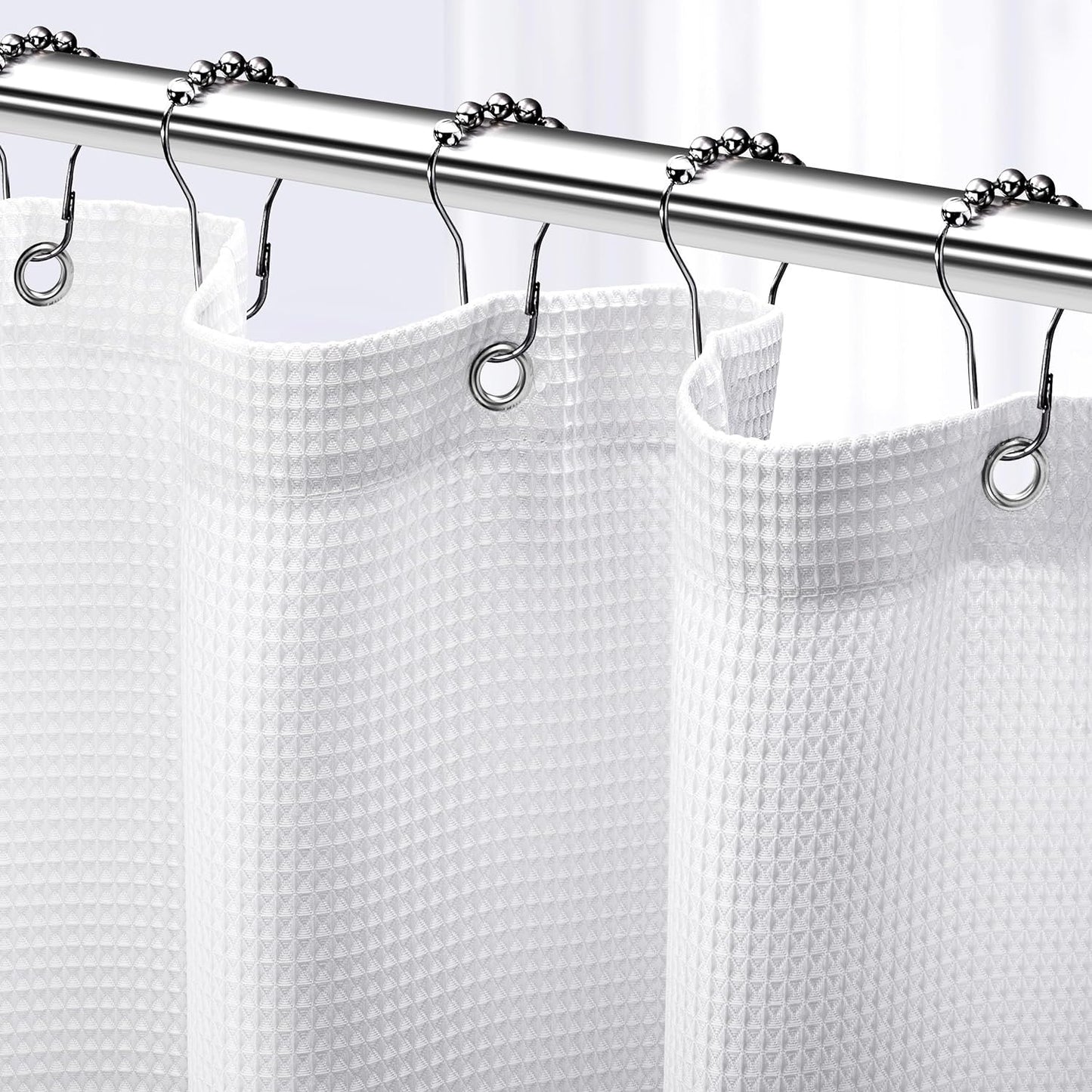 Hotel Style White Waffle Shower Curtain