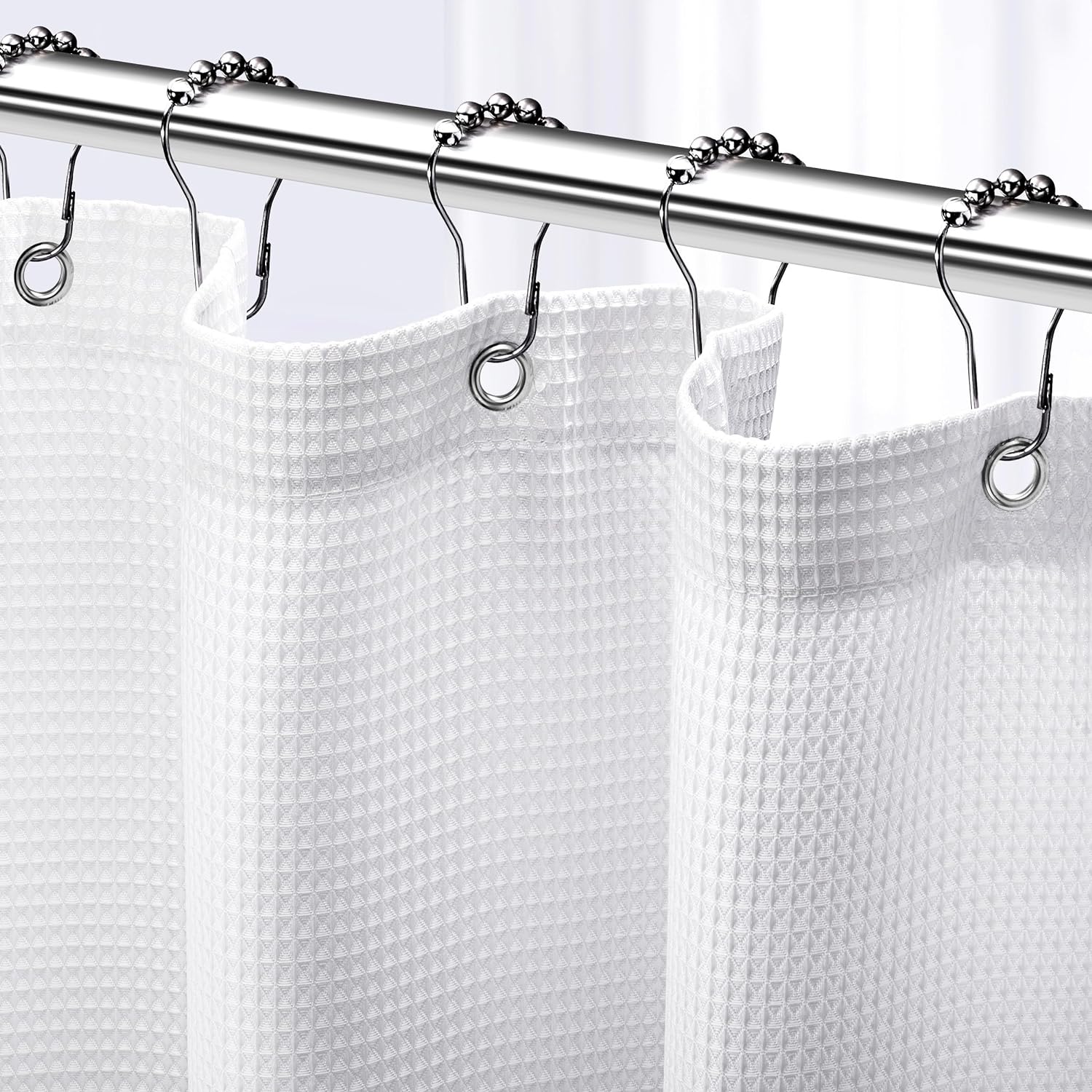 Hotel Style White Waffle Shower Curtain