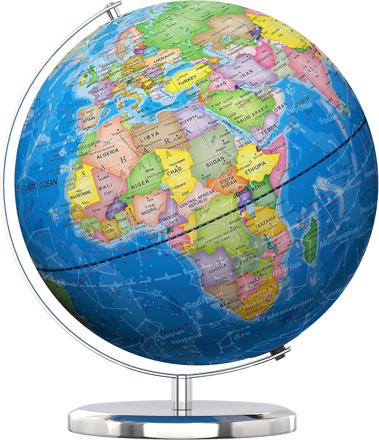 Illuminated World Globe with Stand for Kids Learning Fun