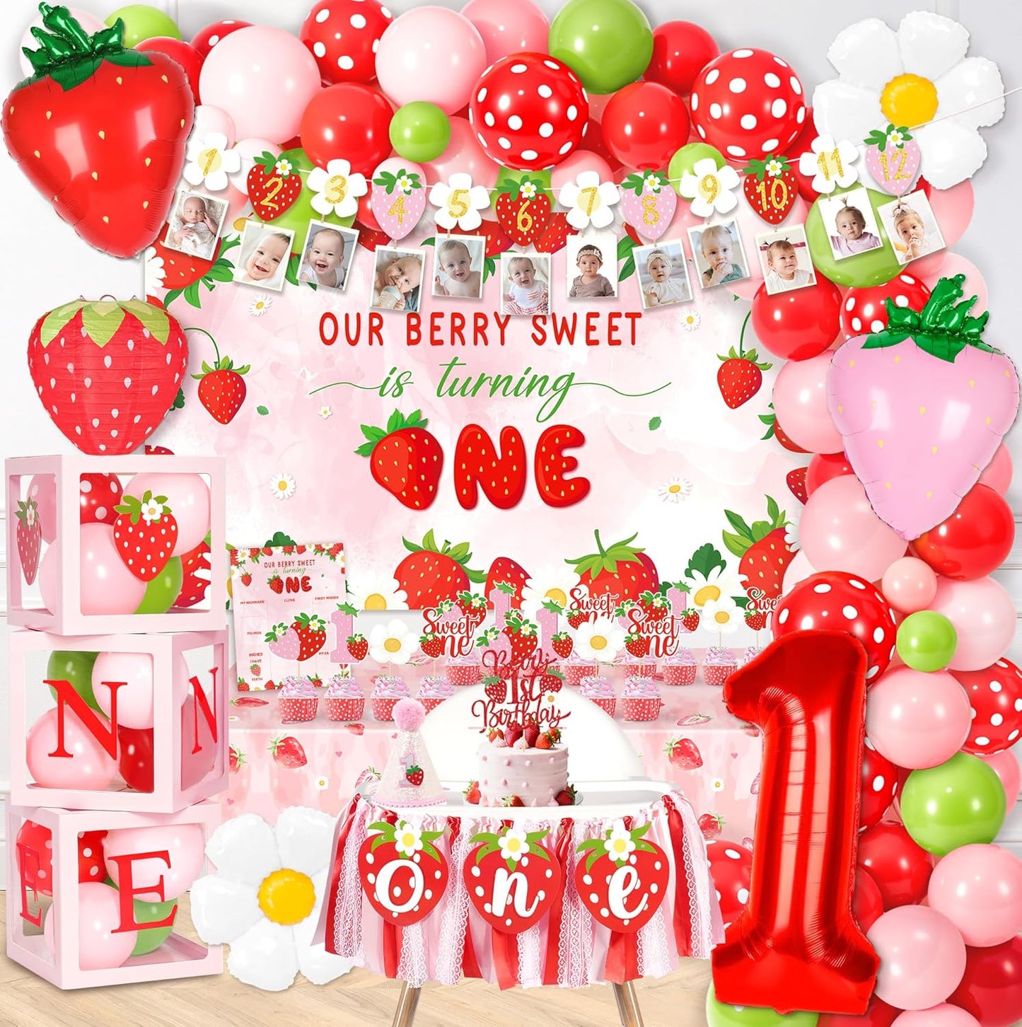 Berry First Birthday Decor with Strawberry Theme for Girls