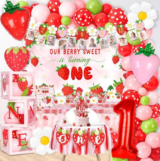 Berry First Birthday Decor with Strawberry Theme for Girls