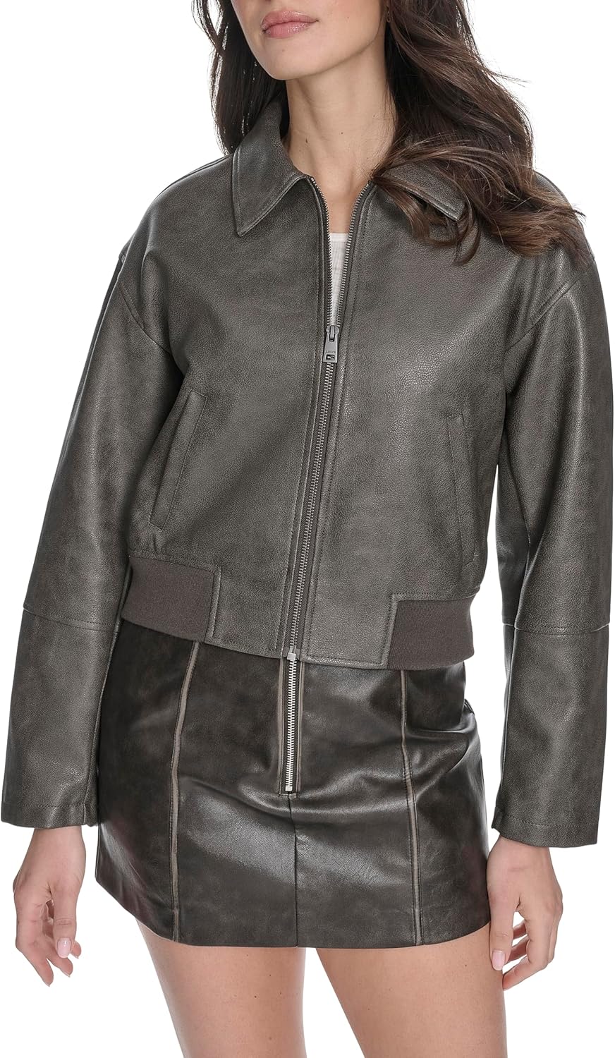 Levi's Faux Leather Bomber Jacket with Laydown Collar for Women