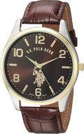 U.S. Polo Assn. Men's Brown Dial Watch with Gold-Tone Bezel