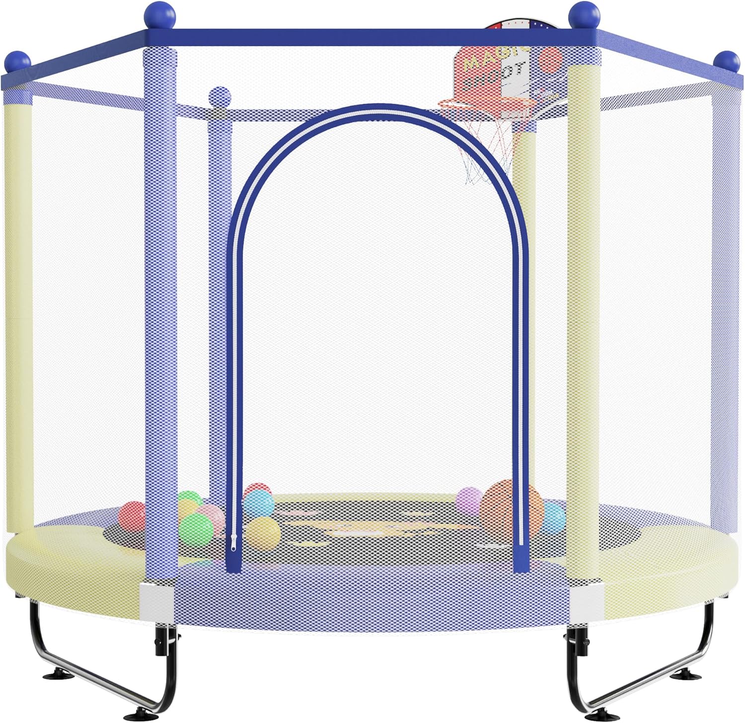 60 Inch Trampoline for Kids with Safety Enclosure and Hoop