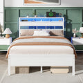 Furnulem Full Size Bed Frame with LED Light and Charging Station