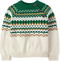 Boys Cotton Fairisle Crew Neck Pullover Sweater - Soft Combed Cotton