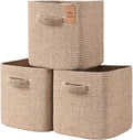 11 in Cube Storage Bins 3 Pack - Cotton Rope Handles for Shelves