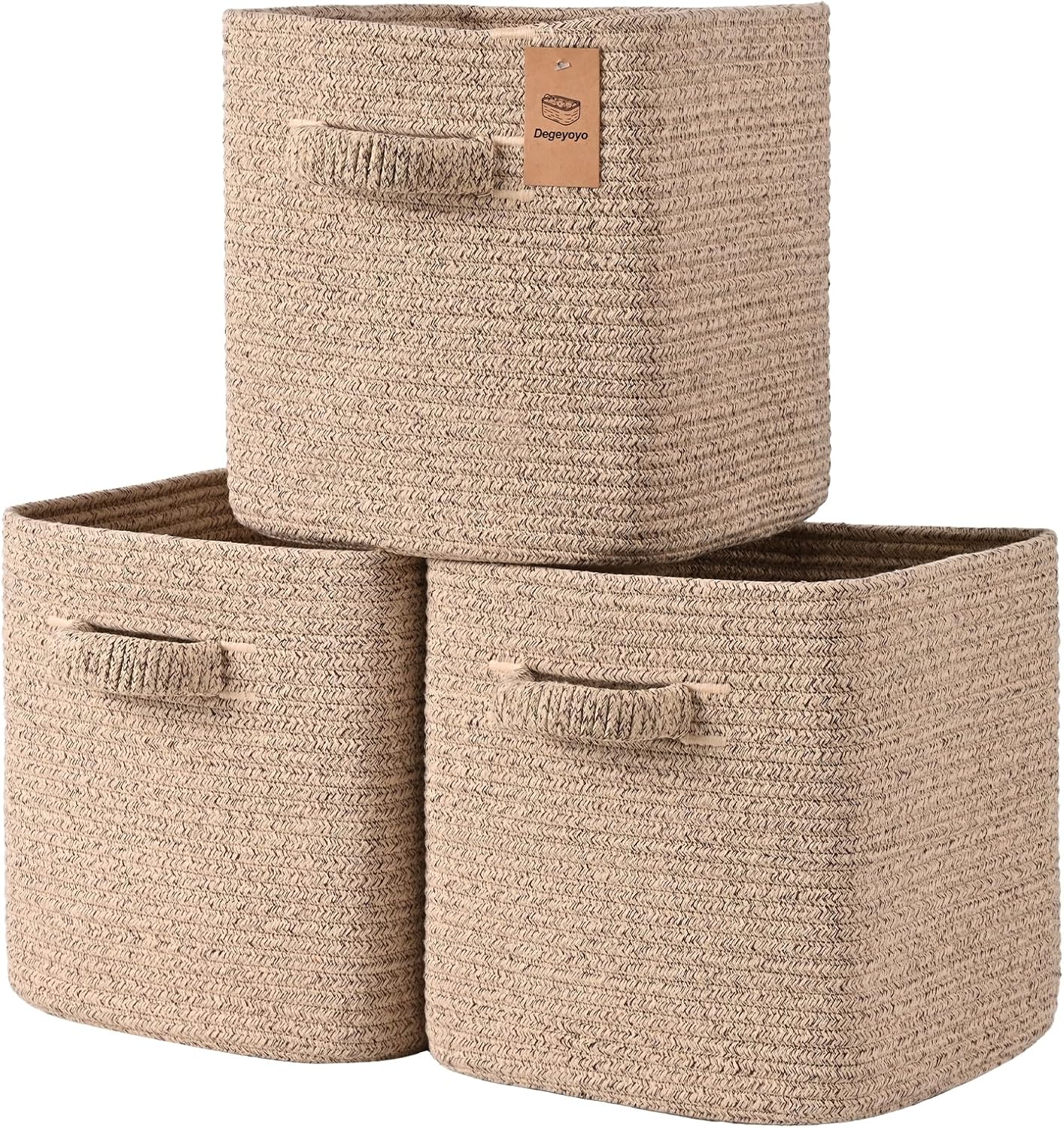 11 Inch Storage Cubes for Organizing - Cotton Rope Baskets