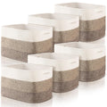 Geetery 6 Pack Storage Baskets for Shelves - Large Cotton Rope