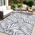 Outdoor Rug 8x10 ft Reversible Leaf Pattern - Waterproof RV Mat