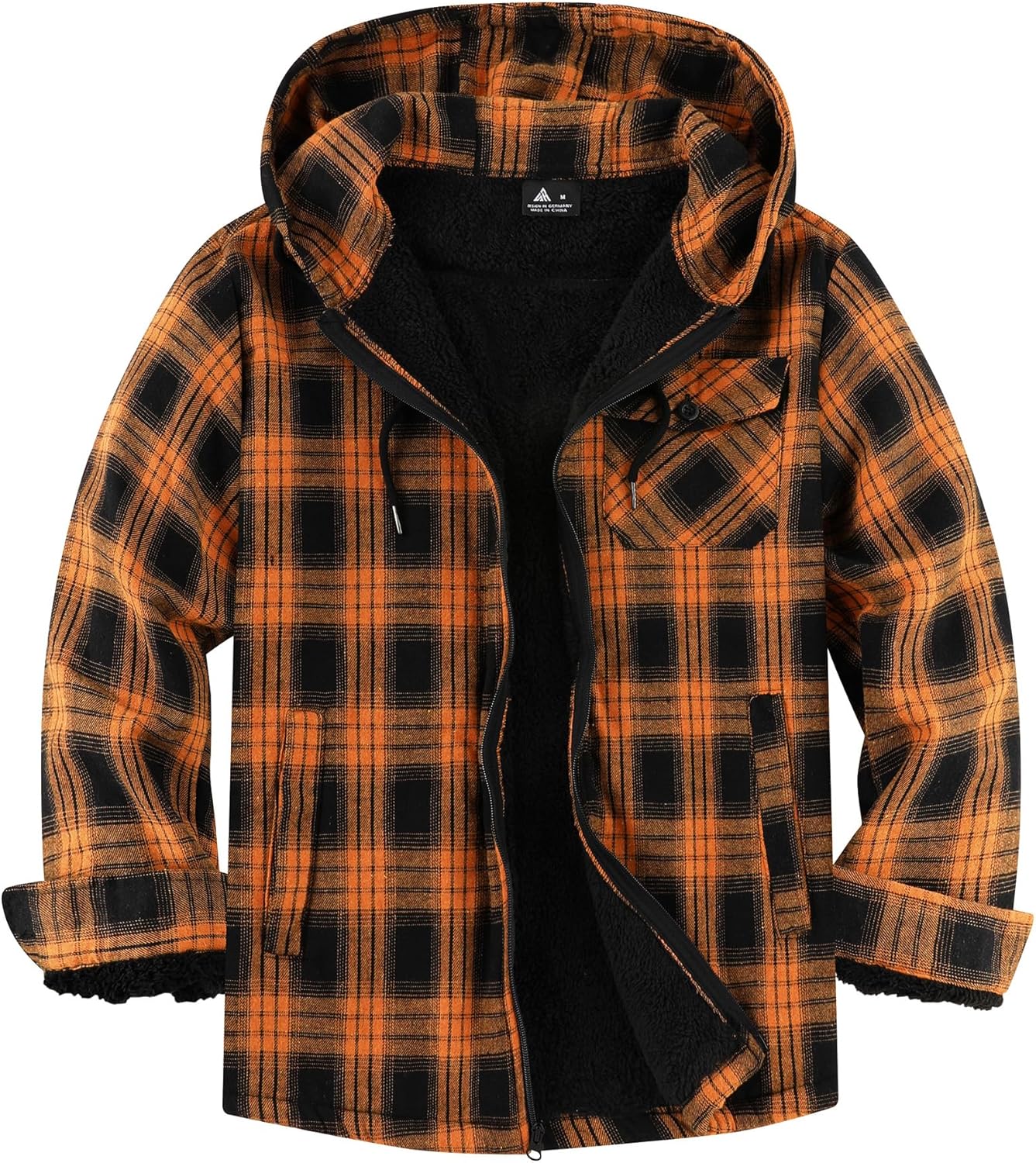 SCODI Men's Flannel Plaid Jacket Warm Sherpa Lined Fleece