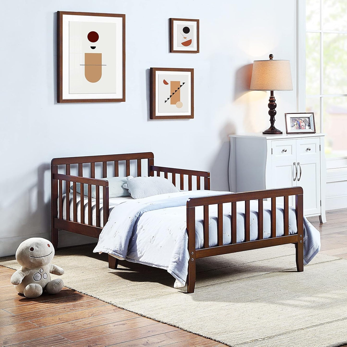 Olive & Opie Jax Toddler Bed in Walnut for Safe Sleep