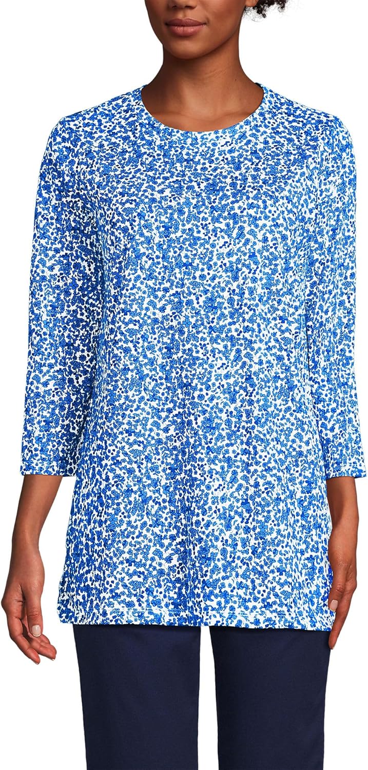 Lands' End Women's Supima Cotton Crewneck Tunic for Comfort