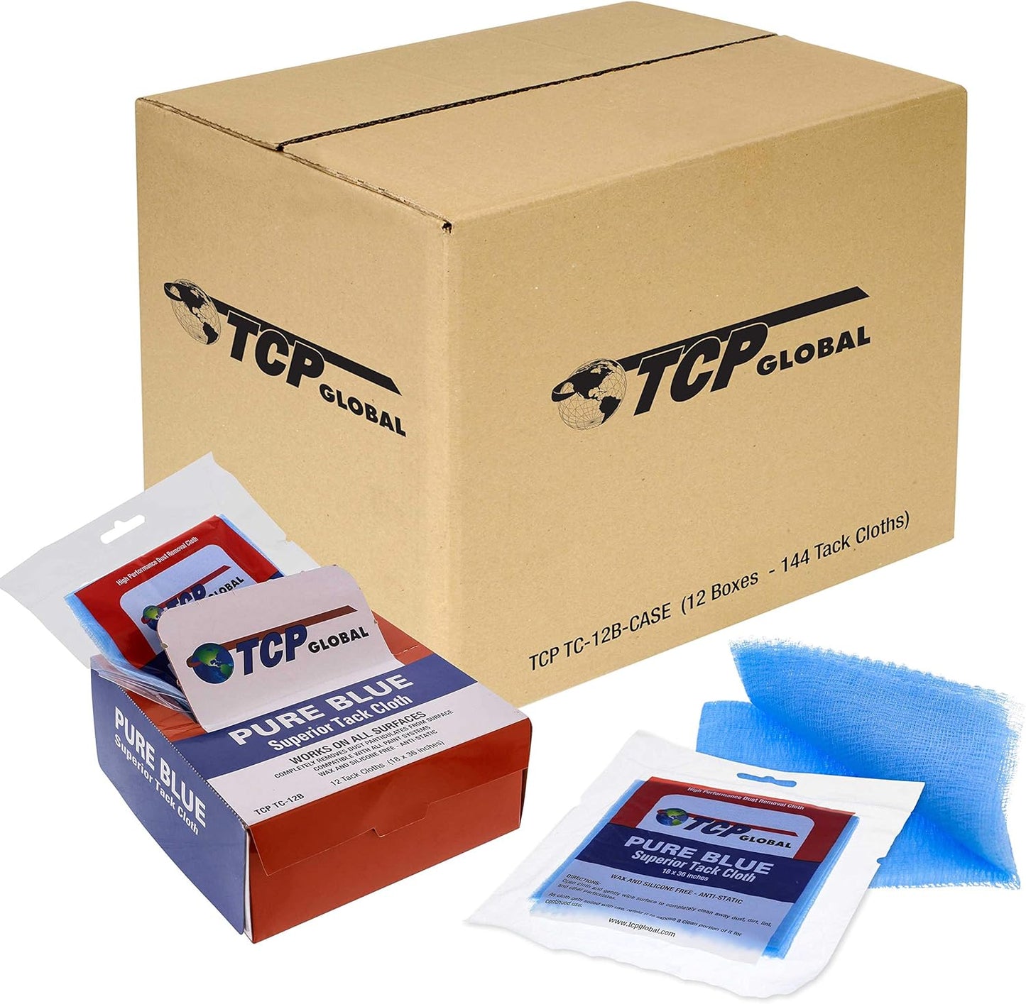 TCP Global Pure Blue Tack Cloths for Automotive and Woodworking
