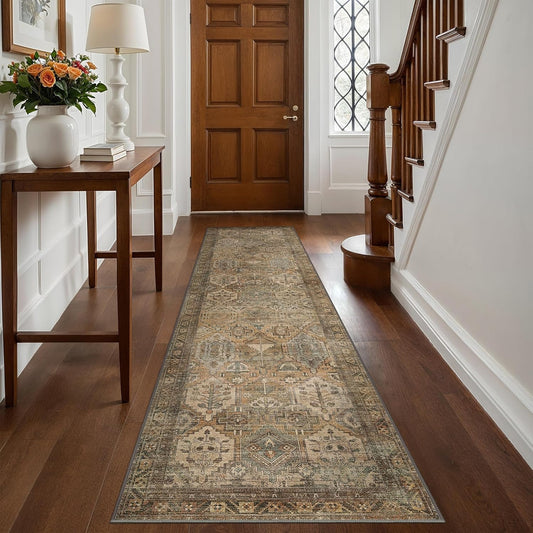 Bavni Runner Rug 2x12 for Hallways Entryway, Washable Vintage