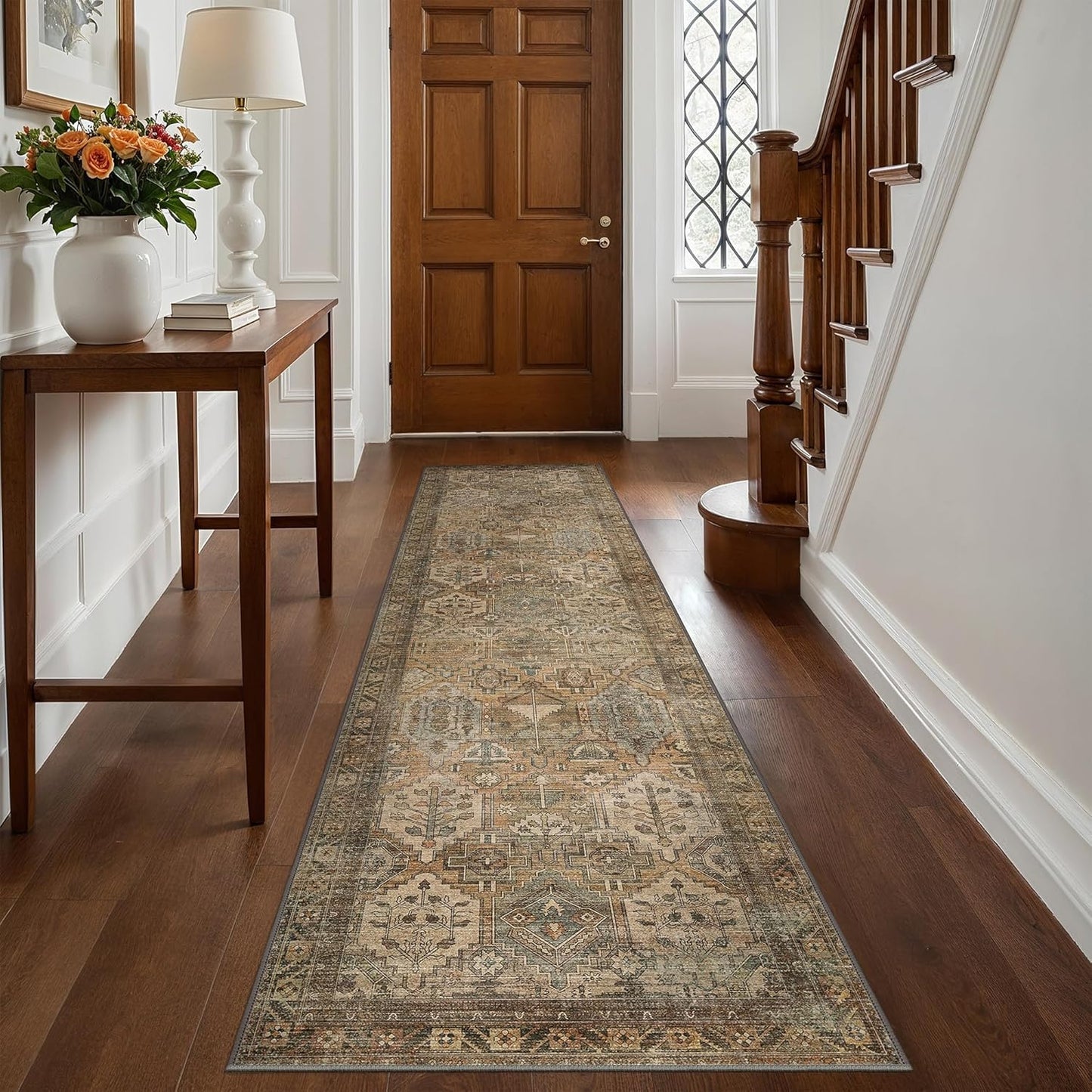 Bavni Runner Rug 3x8 for Kitchen Hallways Entryway, Washable