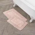 Laura Ashley Ruffle Border Cotton Bath Rug Set in Blush Pink