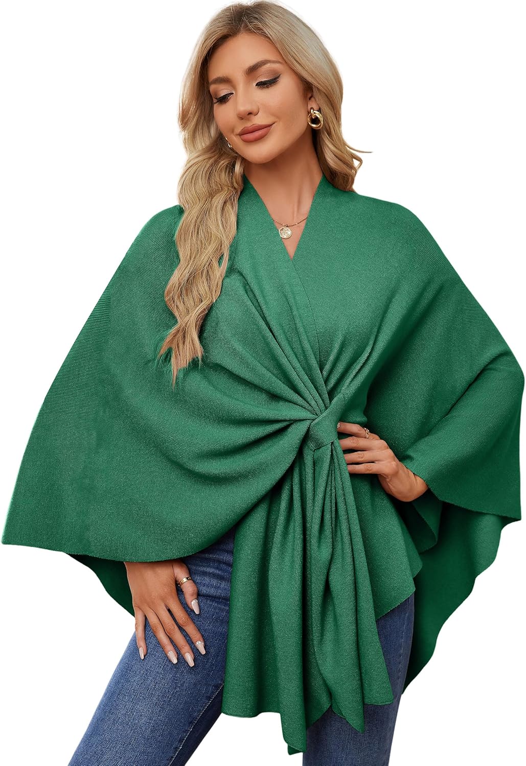 Elegant Shawl Wraps for Women - Soft Open Front Poncho Sweater