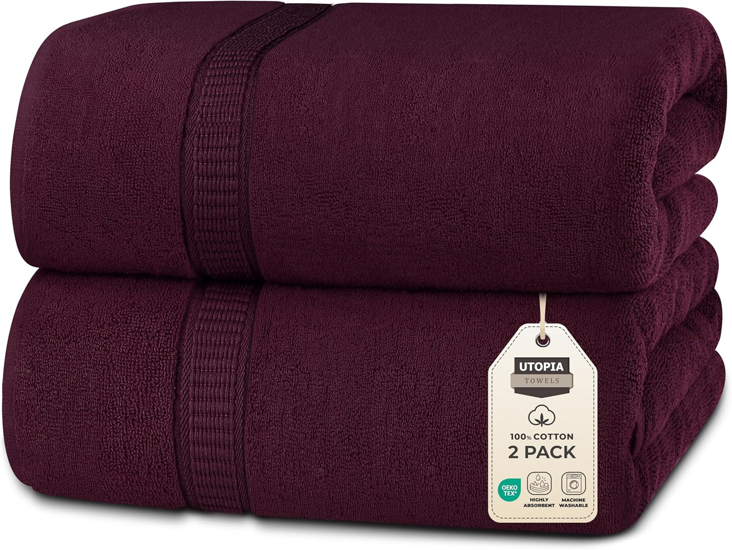 Luxurious Jumbo Bath Sheet Set of 2, 100% Cotton, 35 by 70 in