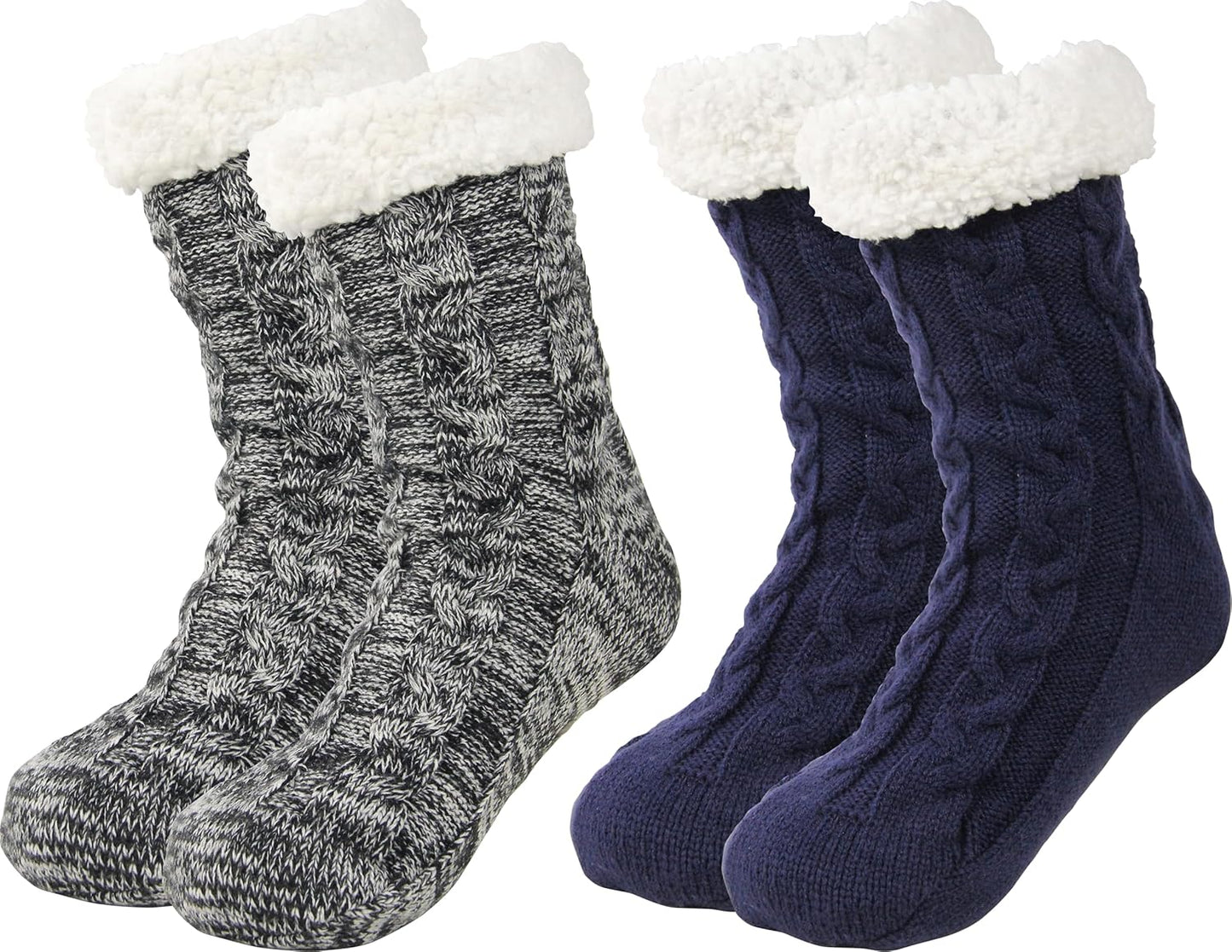 BenSorts Men Fuzzy Slipper Socks with Grippers for Comfort