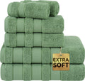 American Soft Linen Salem 6 Piece Turkish Bath Towel Set - Sage Green