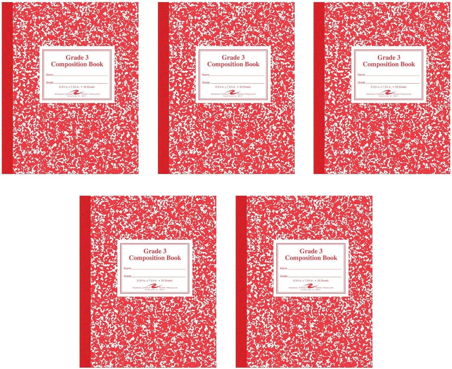 ROARING SPRING Grade 1 Composition Book, 5PK - 50 sheets, Ideal Size