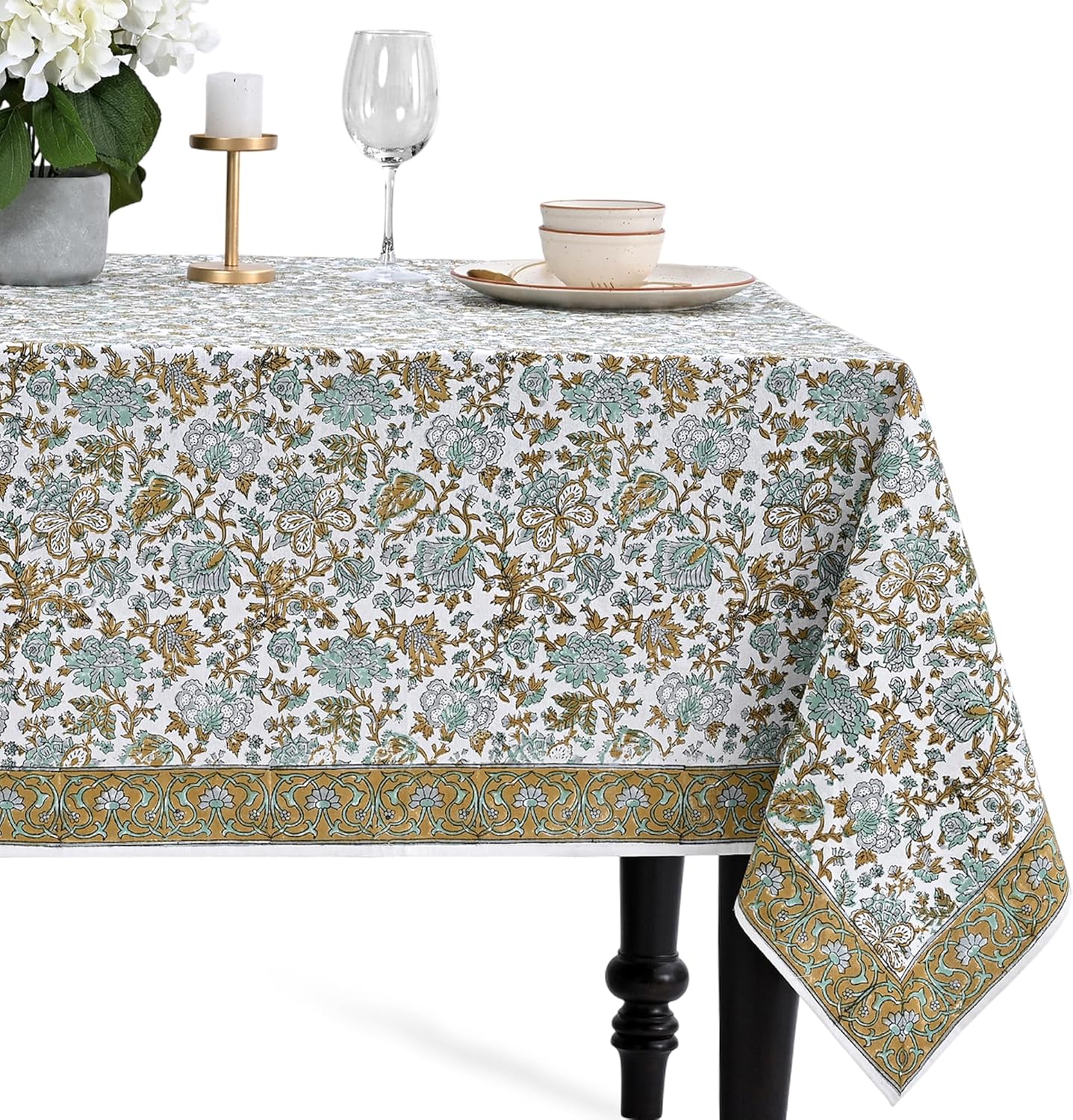 CPC Cotton Print Club 60x60 Inch Indian Block Print Tablecloth