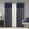 Navy Room-Darkening Curtain Set, Elegant Paisley Design