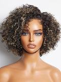 8 in Blonde Highlight Short Curly Human Hair Wig - Glueless Pre