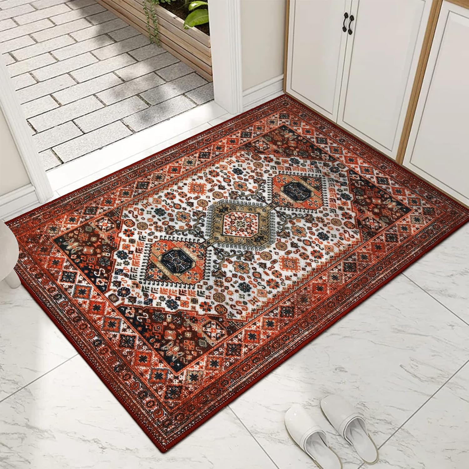 Collive Indoor Door Mat: Retro Non-Slip Washable Doormat