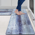 Anti Fatigue Kitchen Mat Set of 2 - Cushioned Blue & Marble Comfort