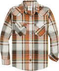 Dubinik Flannel Shirt for Men Western Pearl Snap Long Sleeve Plaid US