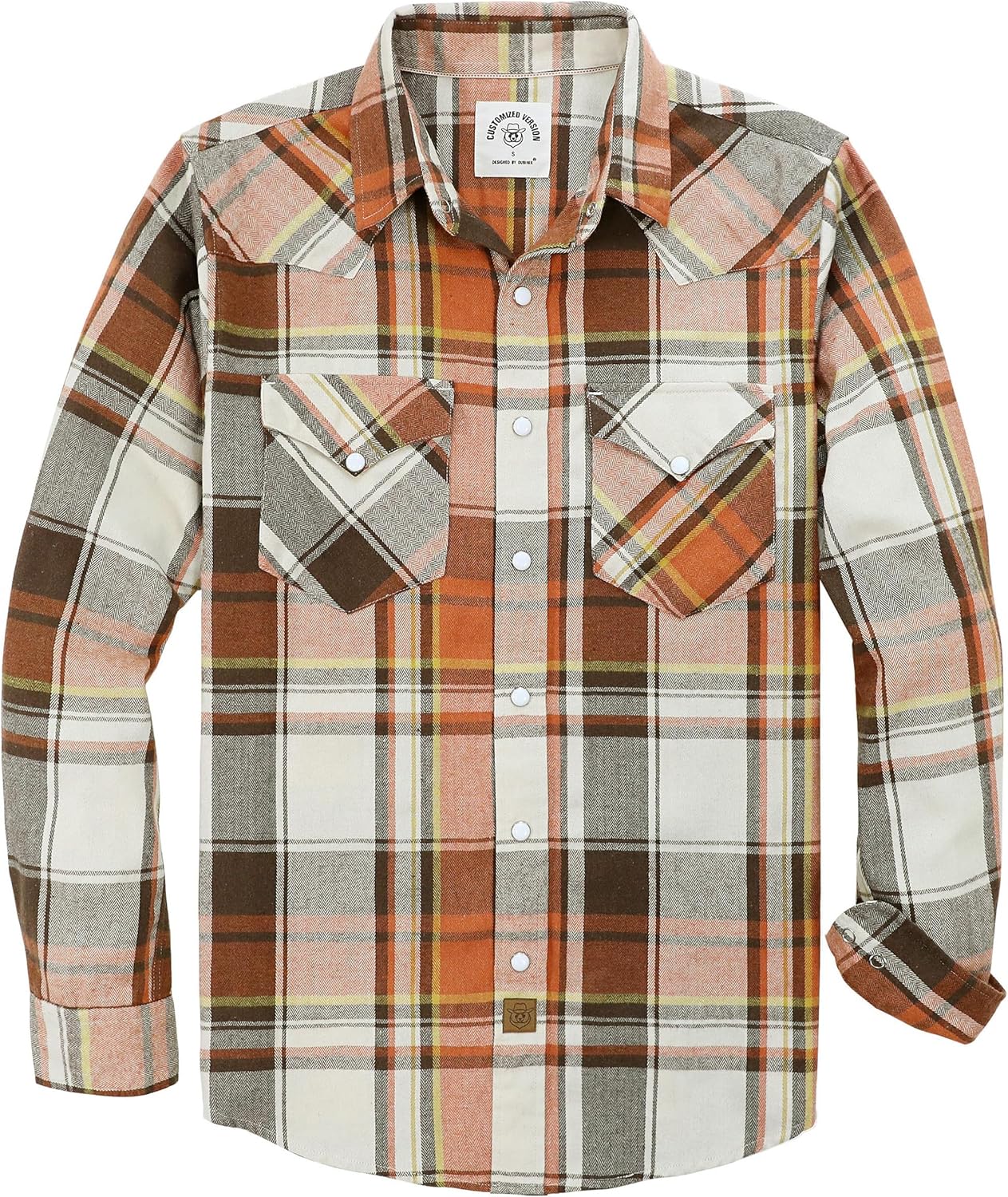 Dubinik Flannel Shirt for Men - Western Cowboy Pearl Snap Style