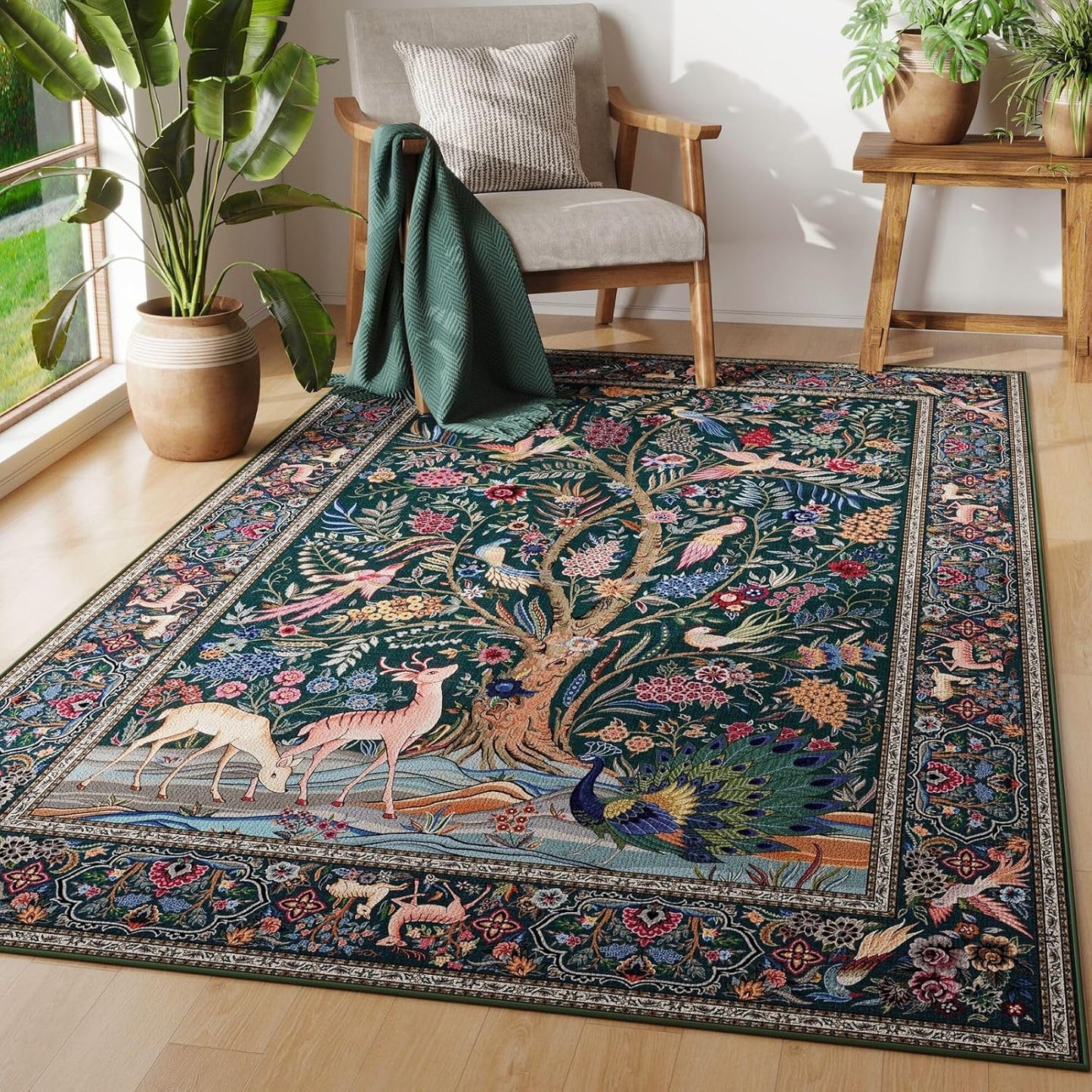 Vibrant Tree of Life Area Rug 4x6 for Kids Room and Office