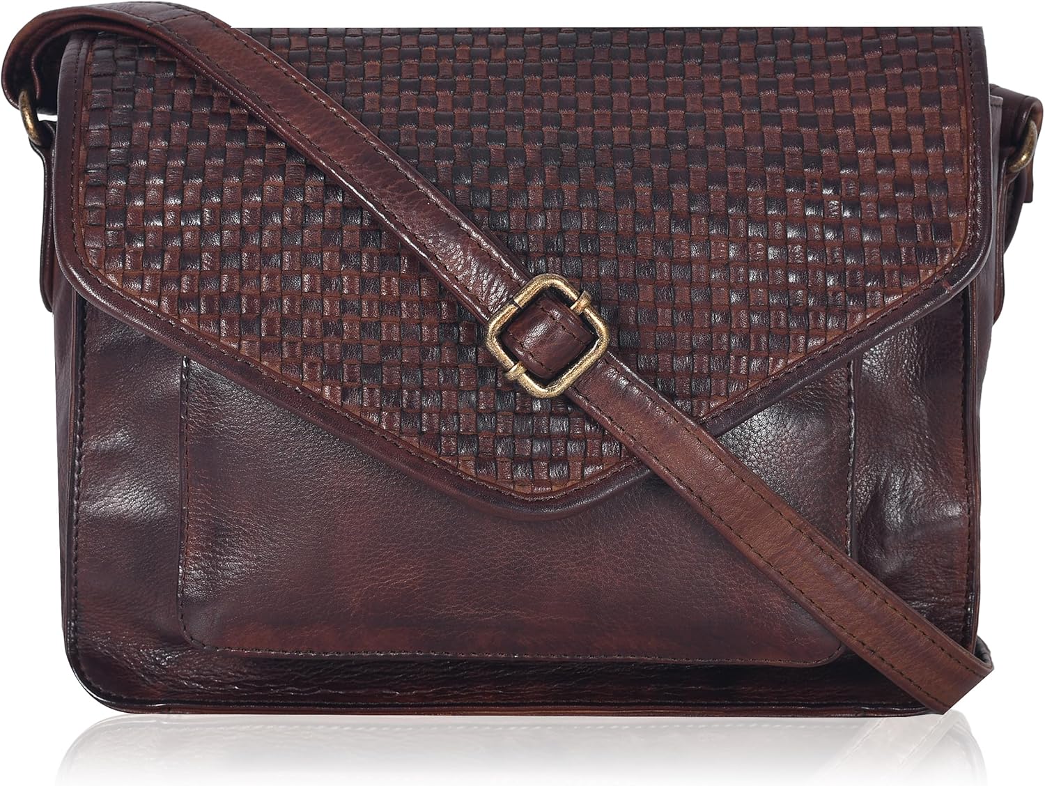 Genuine Leather Crossbody Handbag with Adjustable Strap for Women