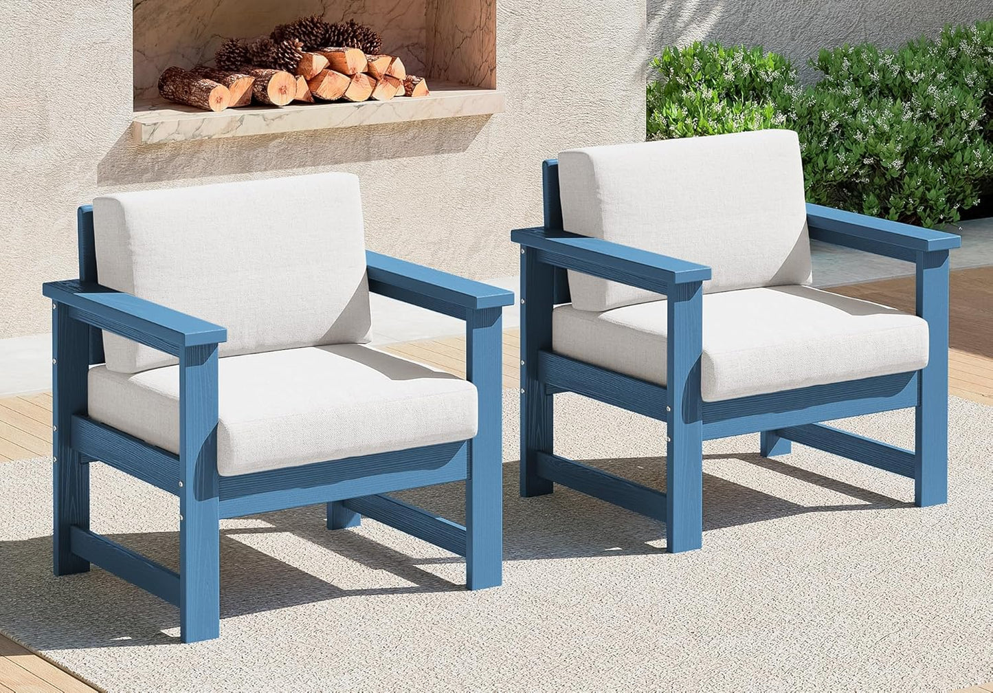 SERWALL Outdoor Adirondack Sofa Set with Cushions for Comfort