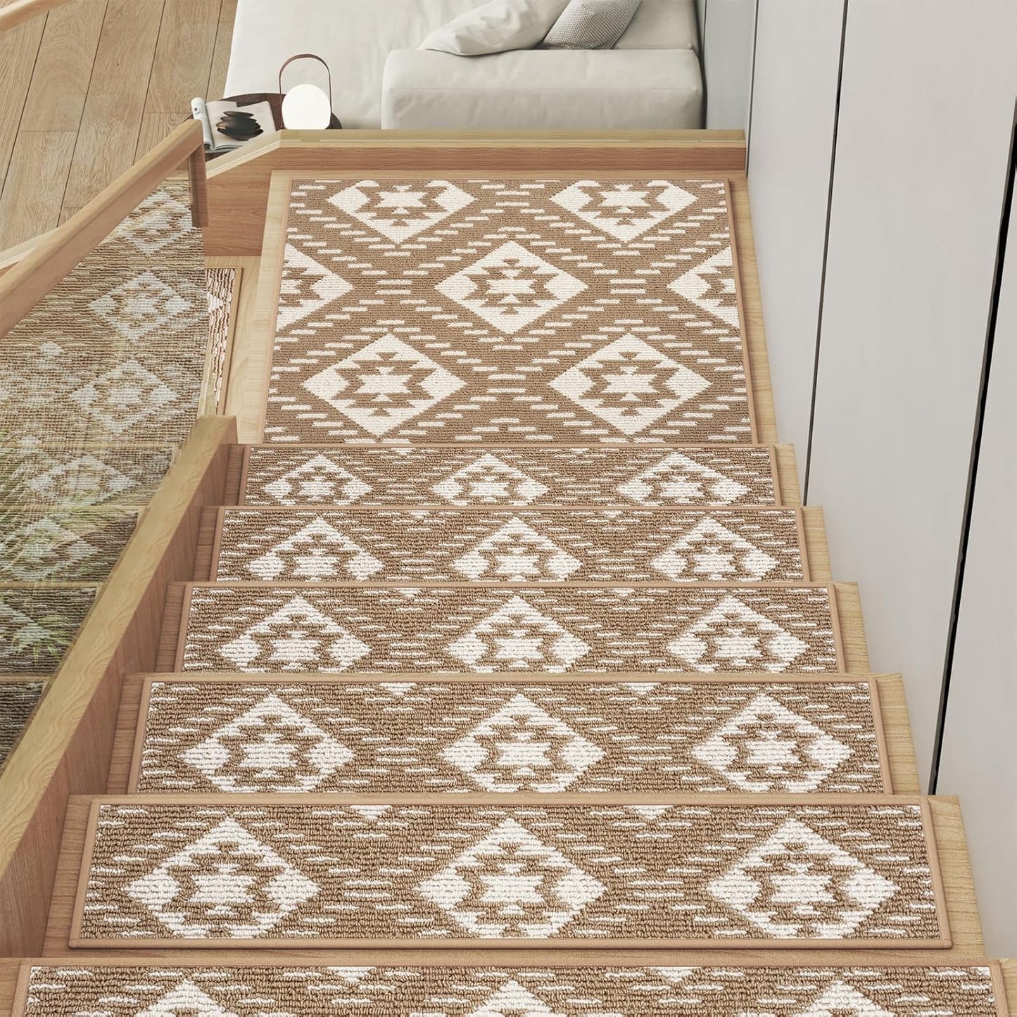 15PC Non-Slip Washable Stair Treads for Wooden Steps Indoor