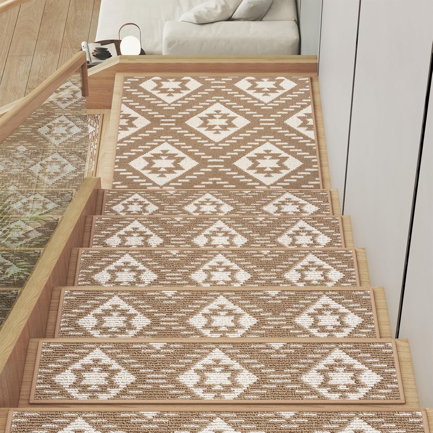 15PC Non-Slip Washable Stair Treads for Wooden Steps Indoor