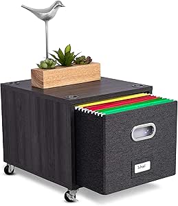 BIRDROCK HOME Rolling File Cabinet with Decorative Storage Shelf