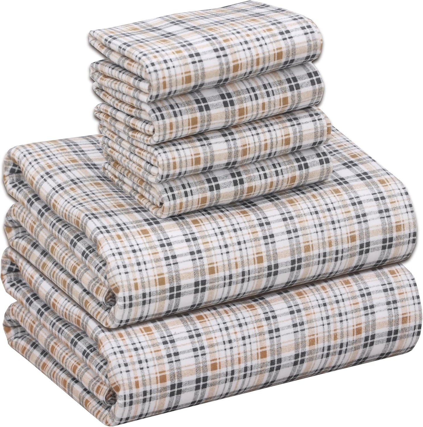 RUVANTI Flannel Sheets Queen Size Set - Soft Cotton Comfort