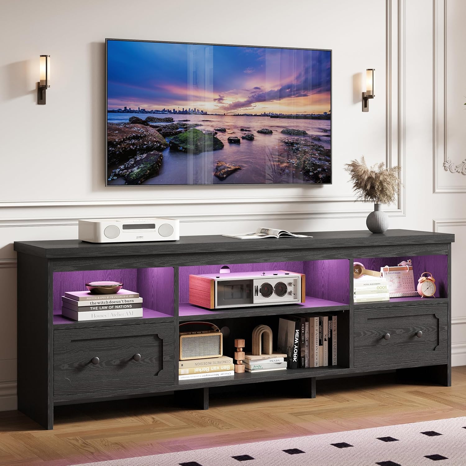 IRONCK 71 Media Console TV Stand w/ Storage