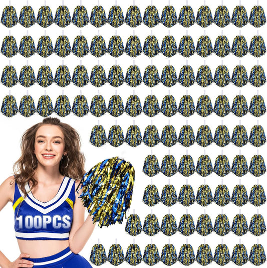 100Pcs Metallic Cheerleading Pom Poms for Team Spirit Events