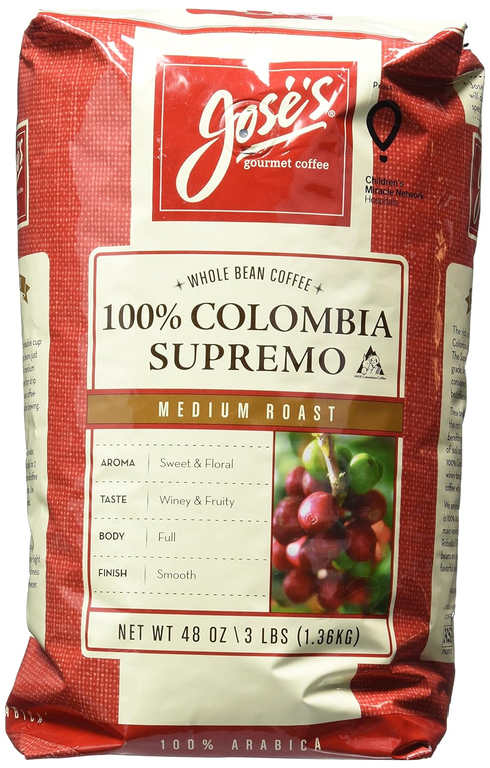 Premium 3 lb Jose's Colombian Supremo Whole Bean Coffee