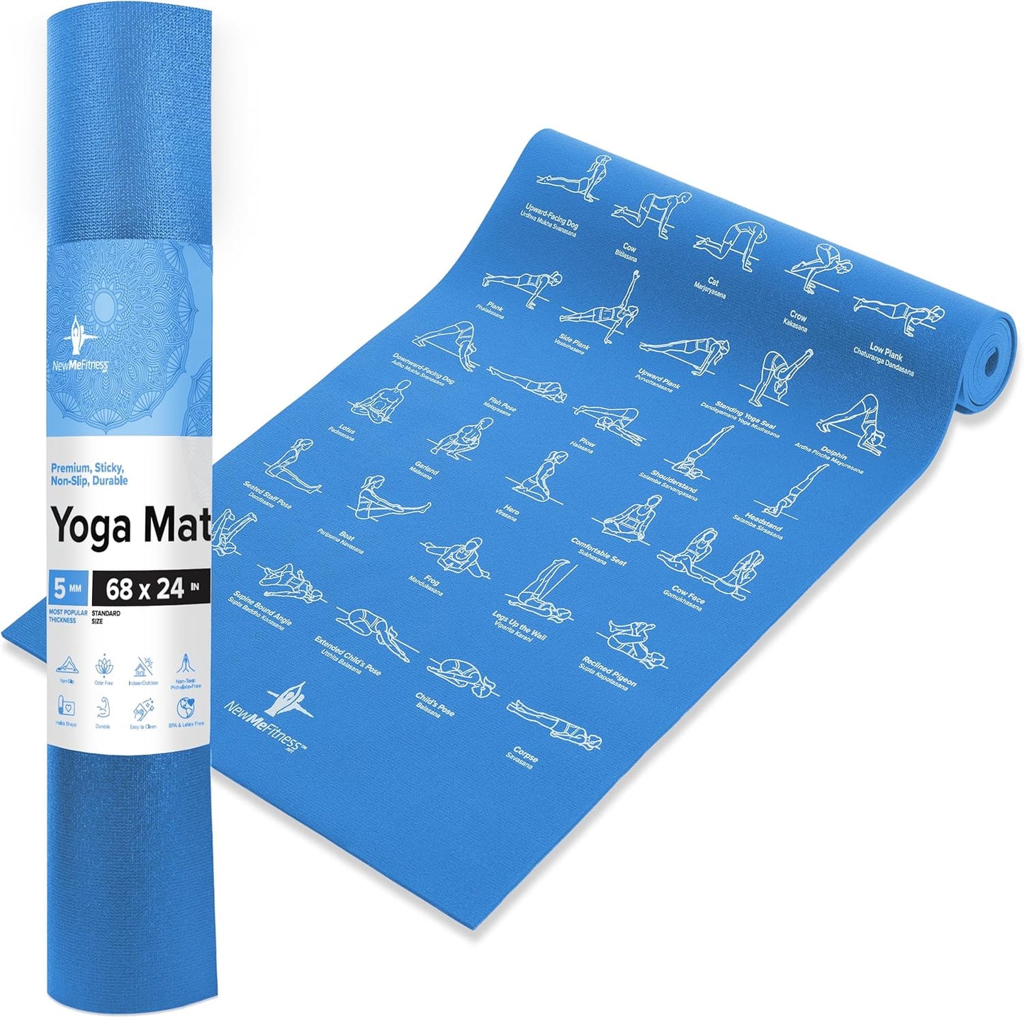 Large Non Slip Yoga Mat for Home and Gym - 68 Inch Long