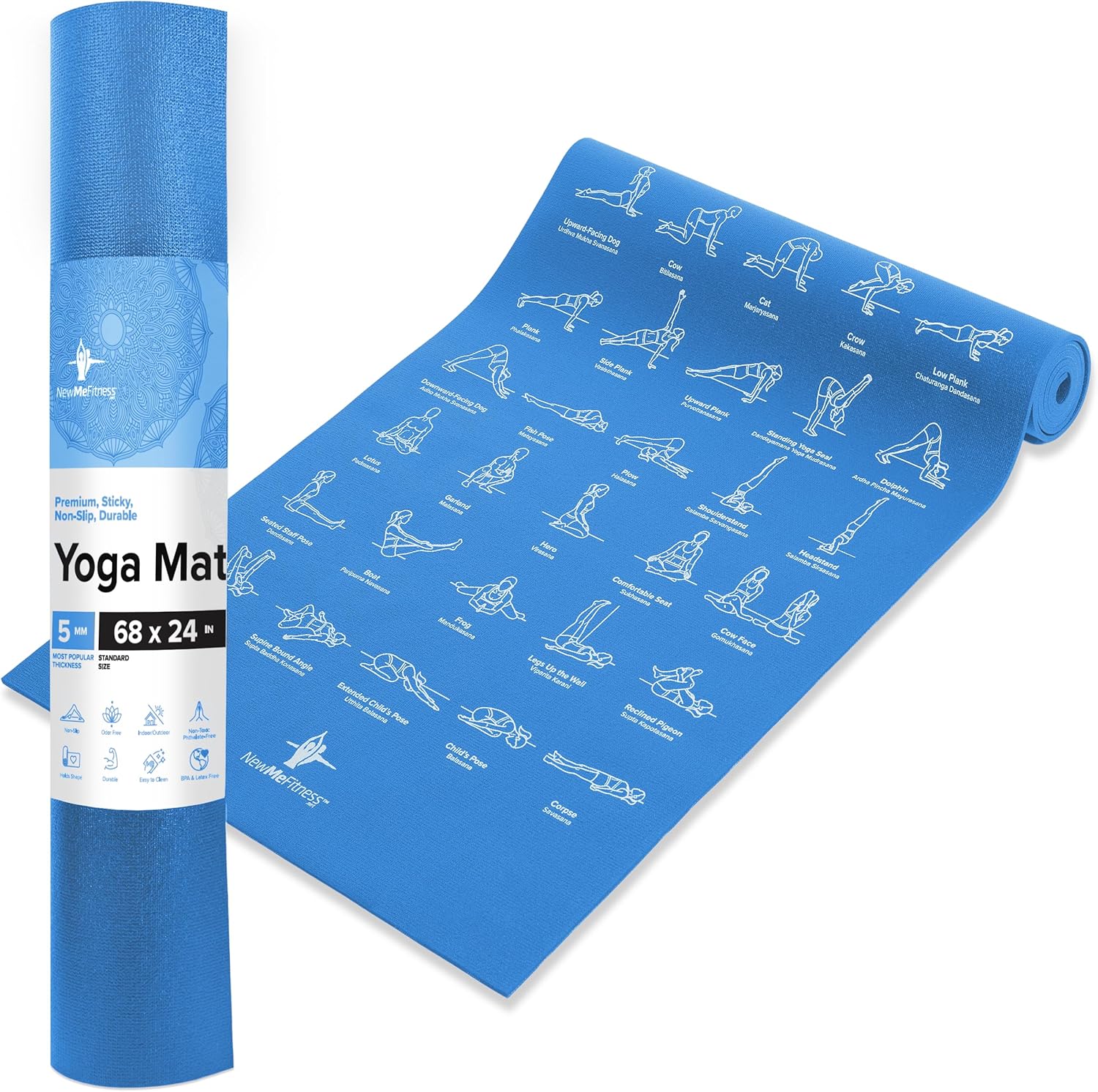 Large Non Slip Yoga Mat for Home and Gym - 68 Inch Long