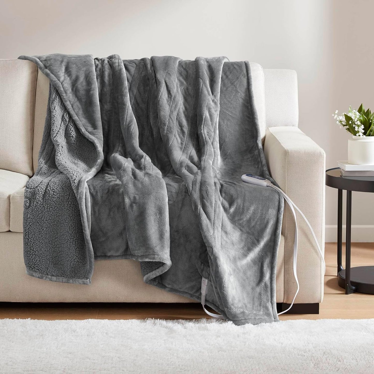 Beautyrest Heated Blanket - Soft Reversible Plush Electric Throw