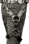 Thigh Leg Harness Two Ring Genuine Leather Punk Goth Cosplay