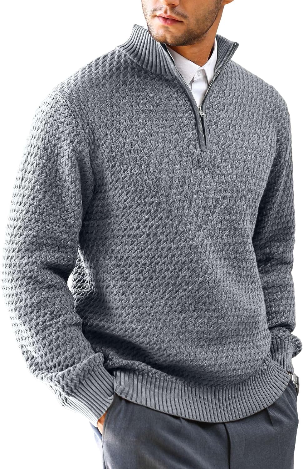 Men's Quarter-Zip Sweater for Business Casual Style and Comfort